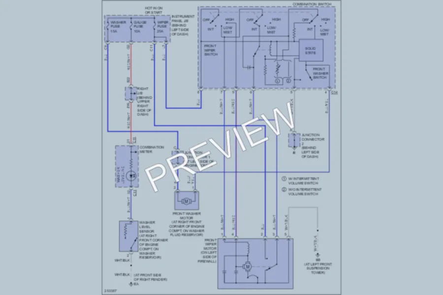 2007 Toyota Matrix Wiper Washer wiring diagram preview