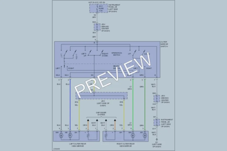 2007 Toyota RAV4 Power Mirrors wiring diagram preview