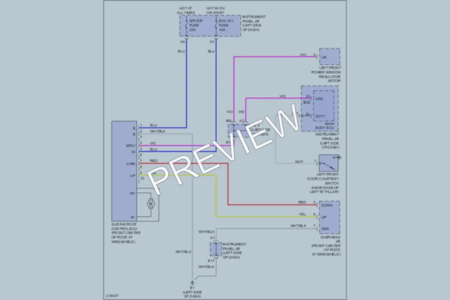 2007 Toyota RAV4 Power Top Sunroof wiring diagram preview
