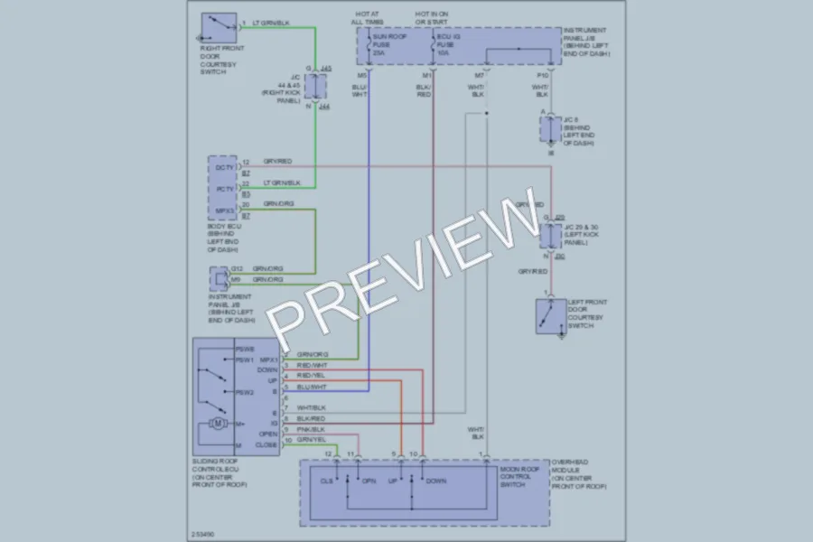 2007 Toyota Sequoia Power Top Sunroof wiring diagram preview