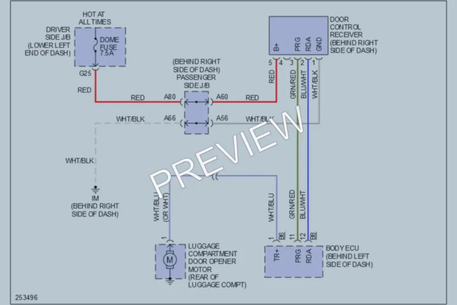 2007 Toyota Solara Trunk Tailgate Fuel Door wiring diagram preview