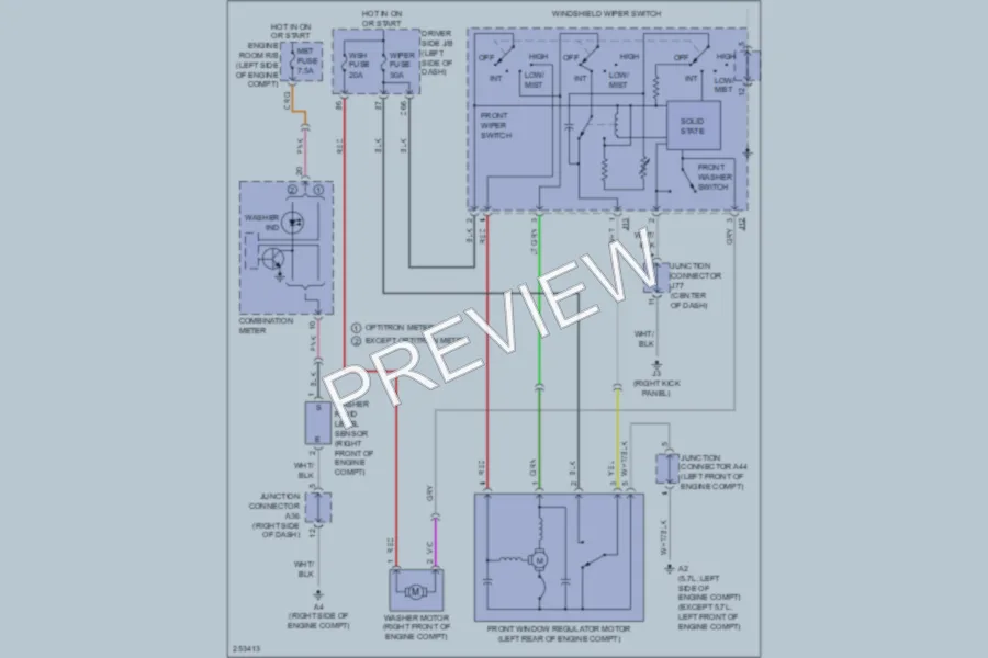 2007 Toyota Tundra Wiper Washer wiring diagram preview