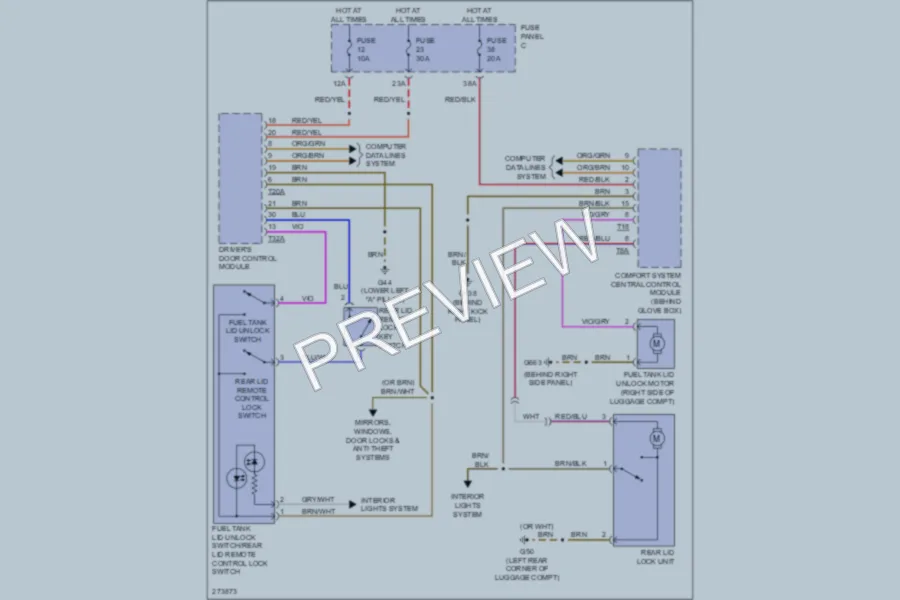 2007 Volkswagen Eos Trunk Tailgate Fuel Door wiring diagram preview