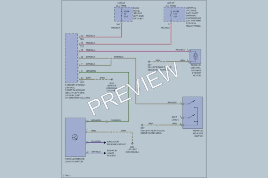 2007 Volkswagen NewBeetle Trunk Tailgate Fuel Door wiring diagram preview