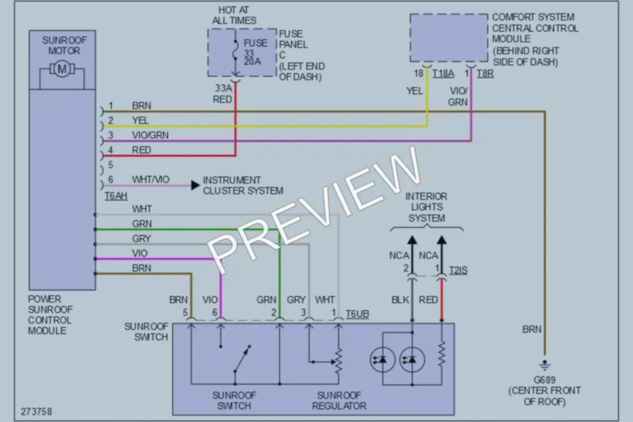 2007 Volkswagen Passat Power Top Sunroof wiring diagram preview