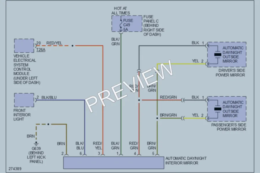 2007 Volkswagen Touareg Power Mirrors wiring diagram preview