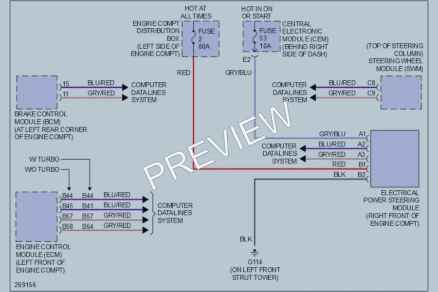 2007 Volvo S40 Electronic Power Steering wiring diagram preview