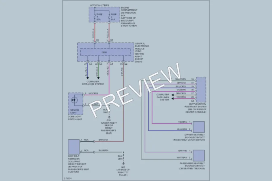 2007 Volvo S80 Warning Systems wiring diagram preview