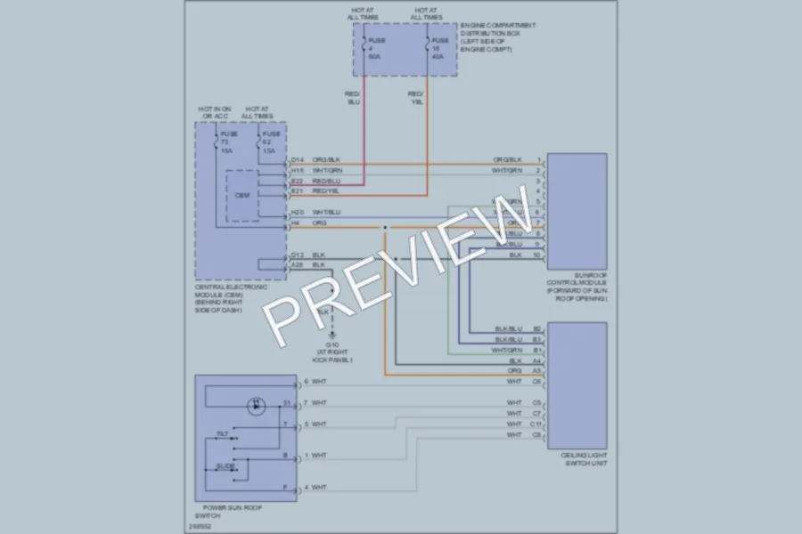 2007 Volvo V50 Power Top Sunroof wiring diagram preview