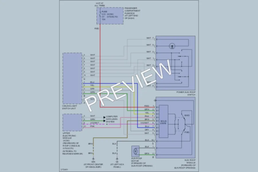 2007 Volvo V70 Power Top Sunroof wiring diagram preview