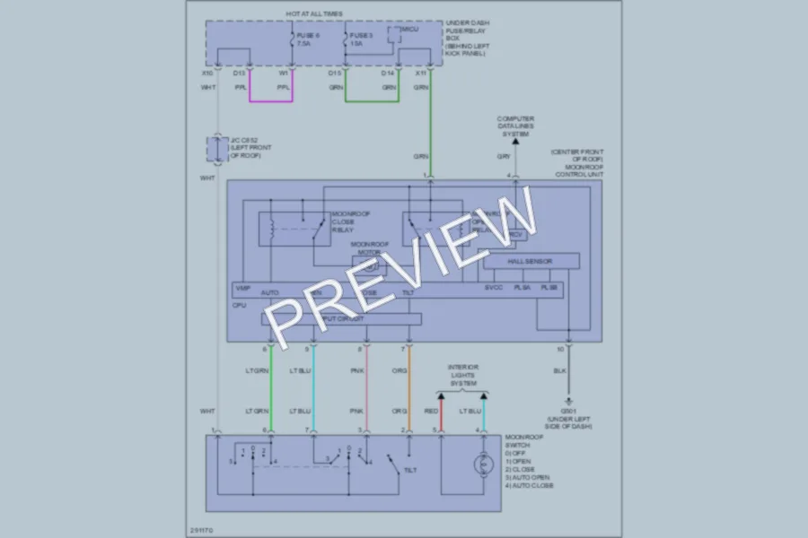 2008 Acura MDX Power Top Sunroof wiring diagram preview
