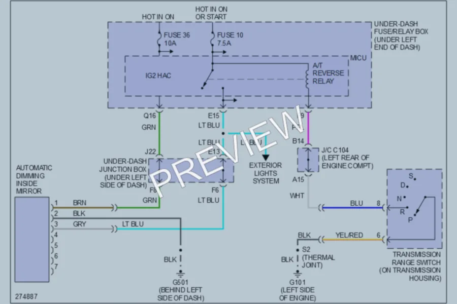 2008 Acura RDX Power Mirrors wiring diagram preview