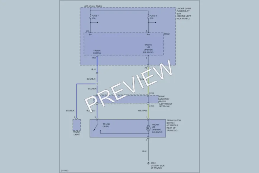2008 Acura TSX Trunk Tailgate Fuel Door wiring diagram preview