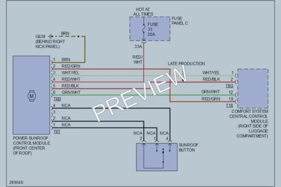 2008 Audi A3 Power Top Sunroof wiring diagram preview