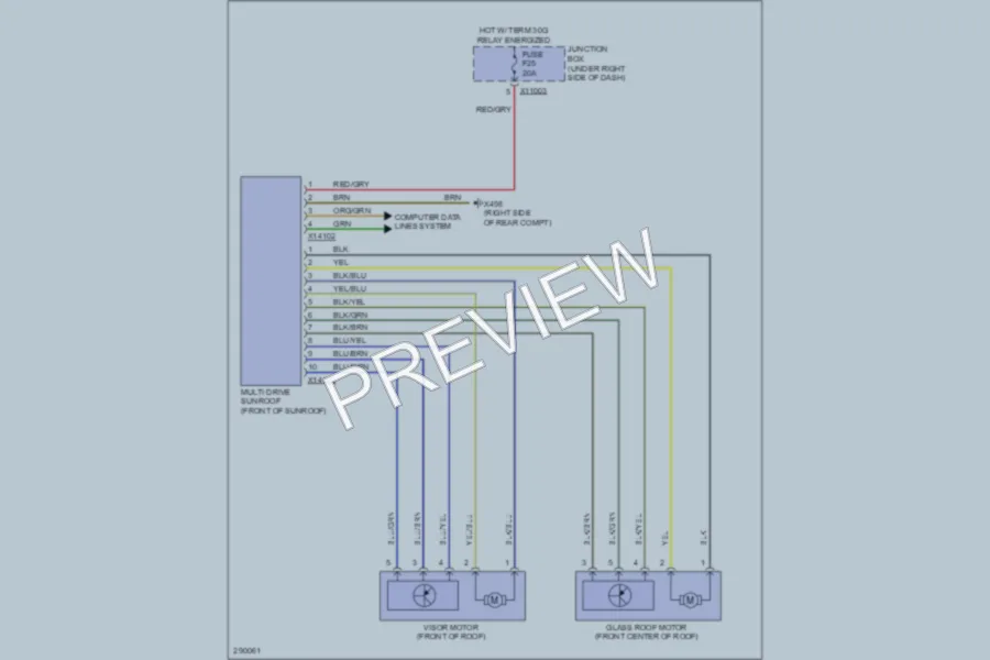 2008 BMW 328xi Power Top Sunroof wiring diagram preview