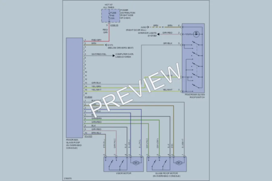 2008 BMW X3 Power Top Sunroof wiring diagram preview