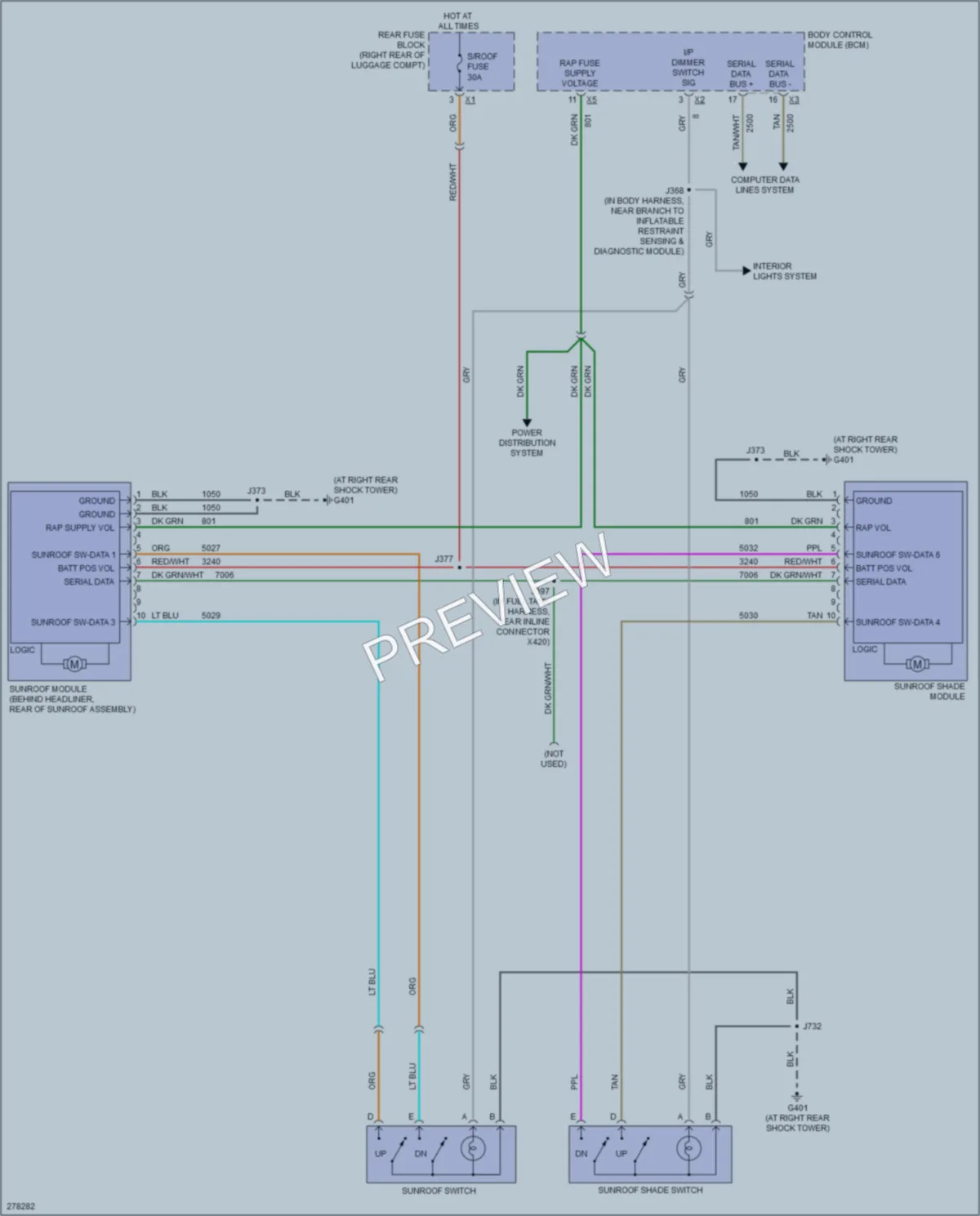 2008 Cadillac CTS Power Top Sunroof wiring diagram preview