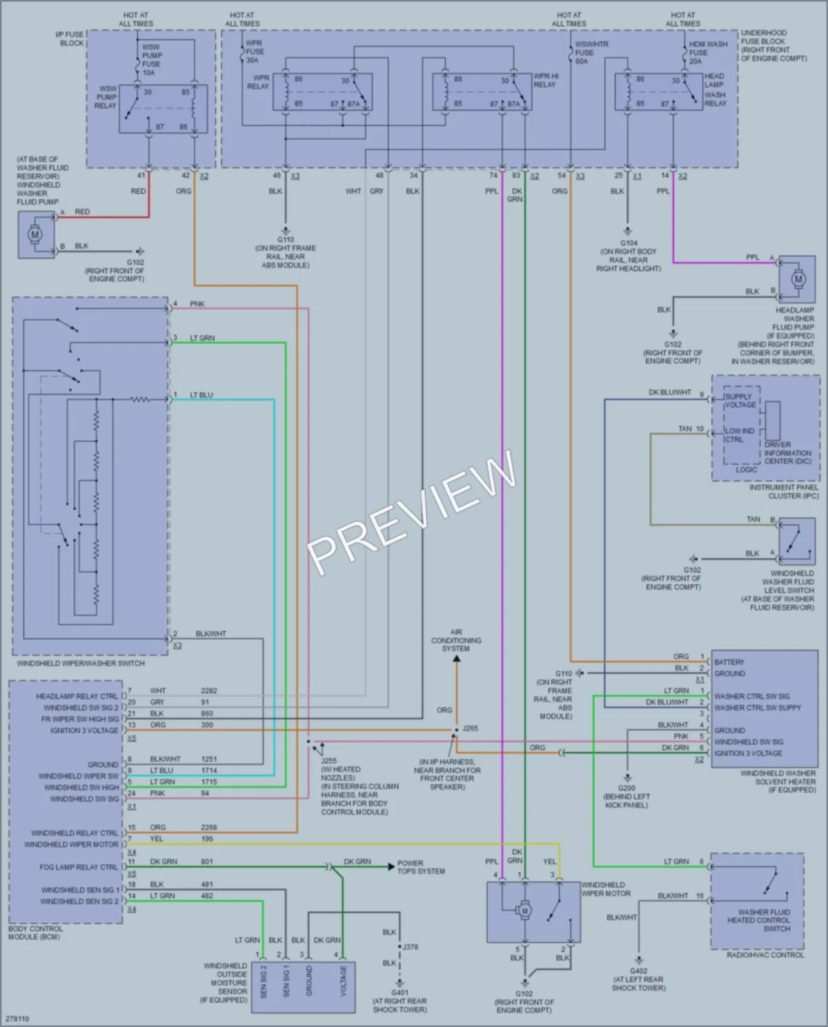 2008 Cadillac CTS Wiper Washer wiring diagram preview