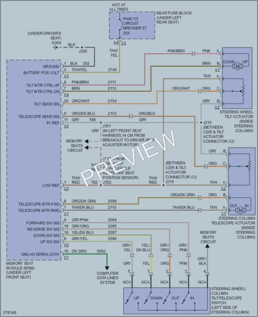2008 Cadillac DTS Memory Systems wiring diagram preview