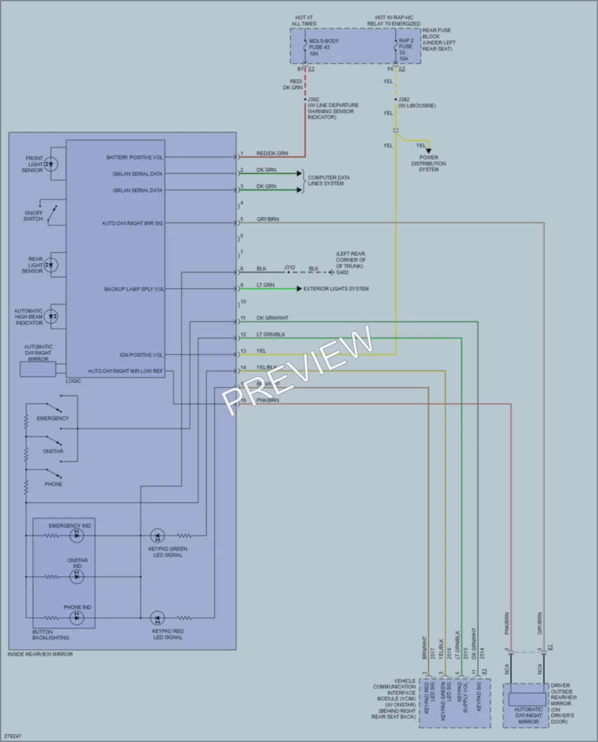 2008 Cadillac DTS Power Mirrors wiring diagram preview