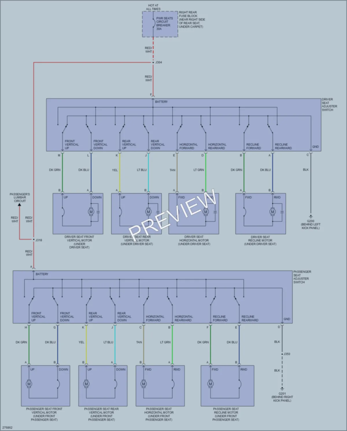 2008 Cadillac SRX Power Seats wiring diagram preview