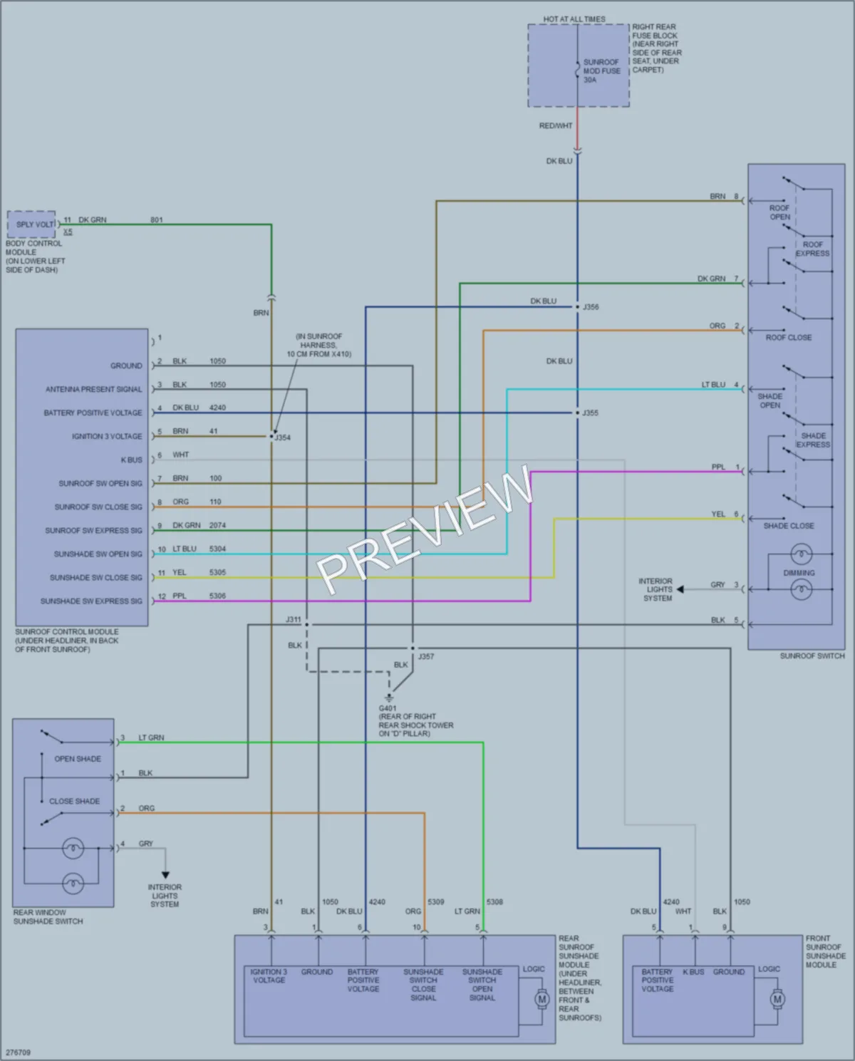 2008 Cadillac SRX Power Top Sunroof wiring diagram preview