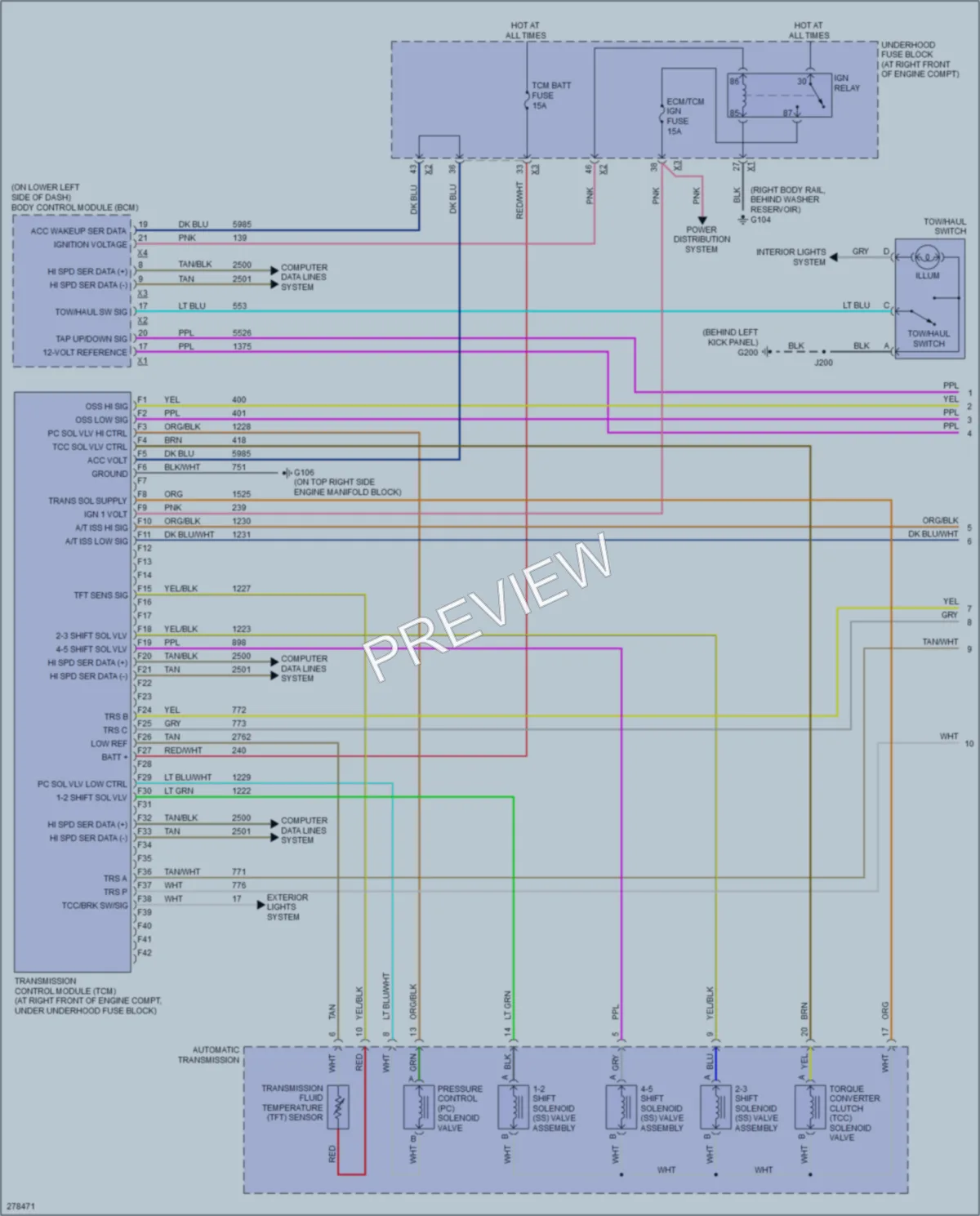 2008 Cadillac SRX Transmission wiring diagram preview