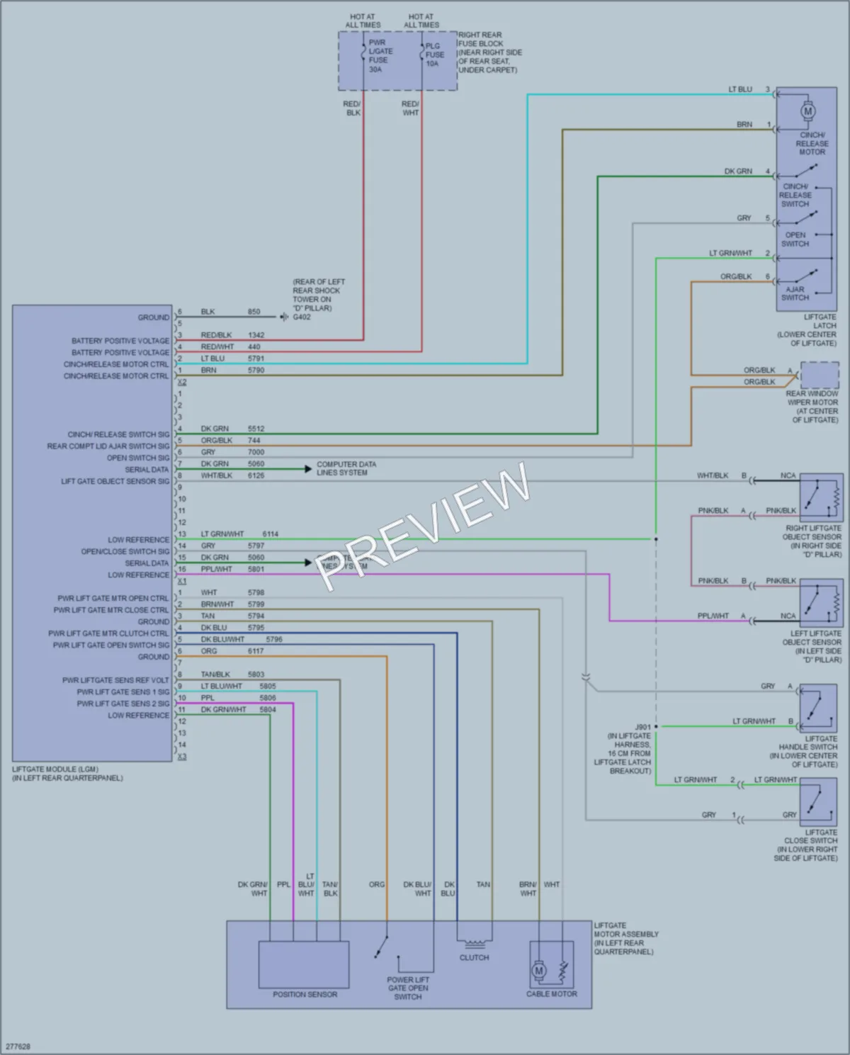 2008 Cadillac SRX Trunk Tailgate Fuel Door wiring diagram preview
