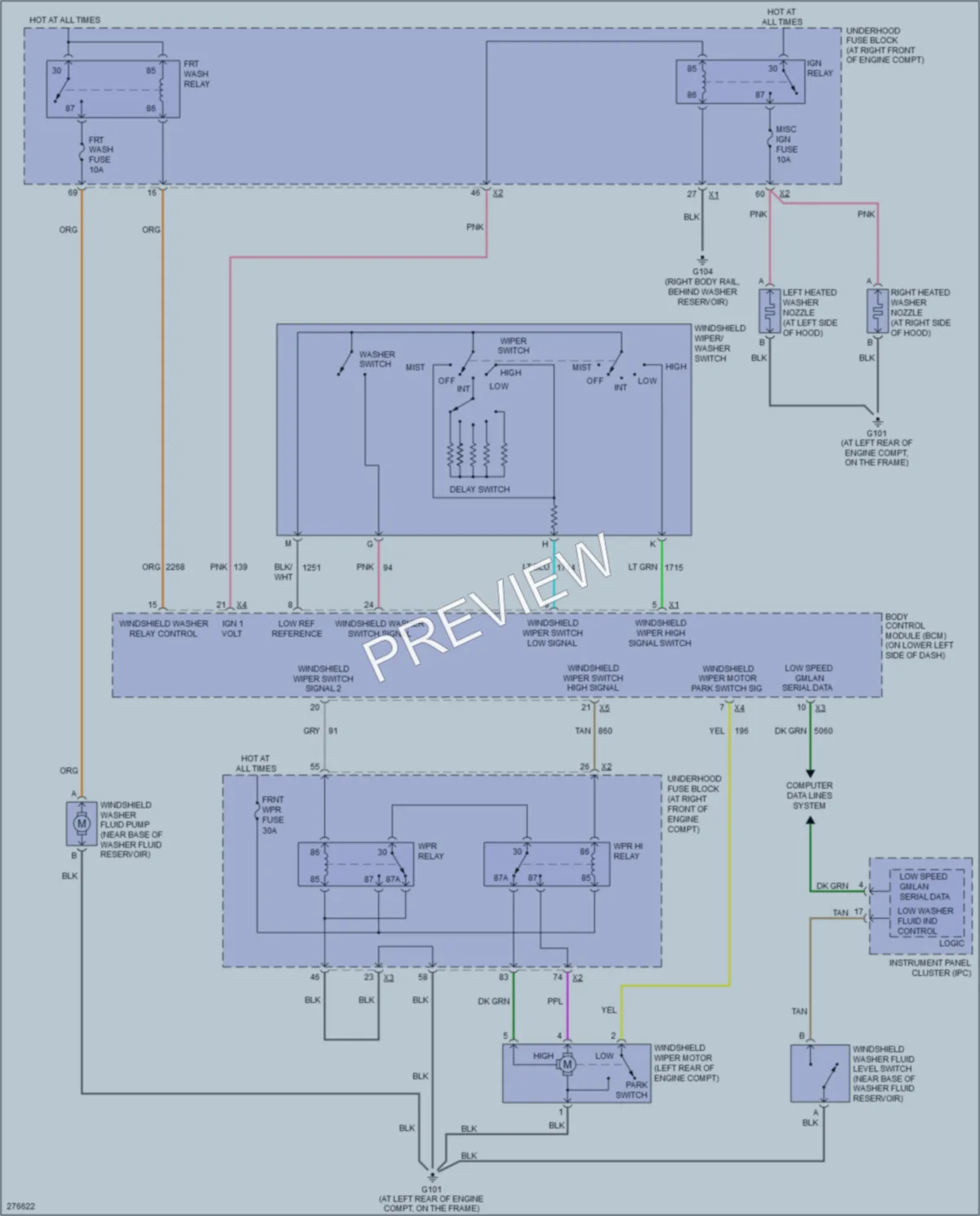 2008 Cadillac SRX Wiper Washer wiring diagram preview