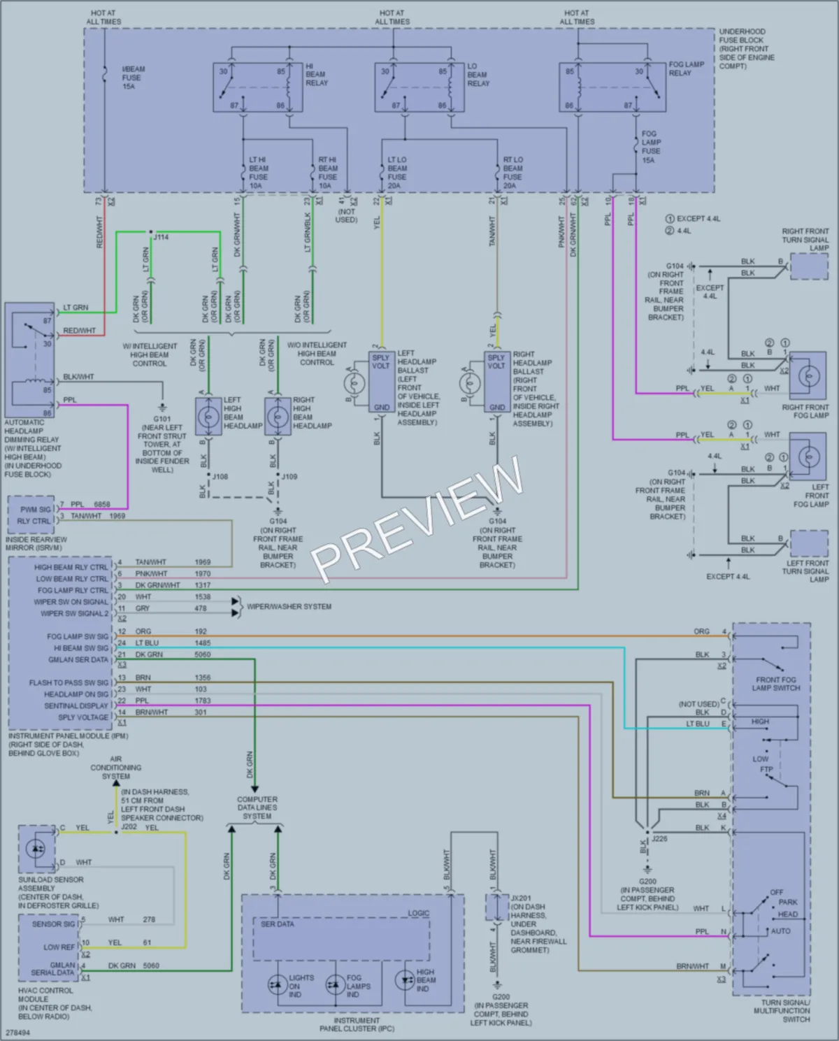 2008 Cadillac STS Headlights wiring diagram preview