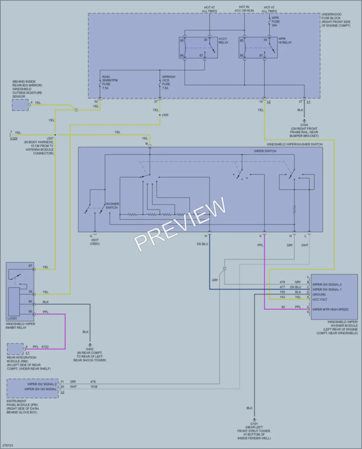 2008 Cadillac STSV Wiper Washer wiring diagram preview