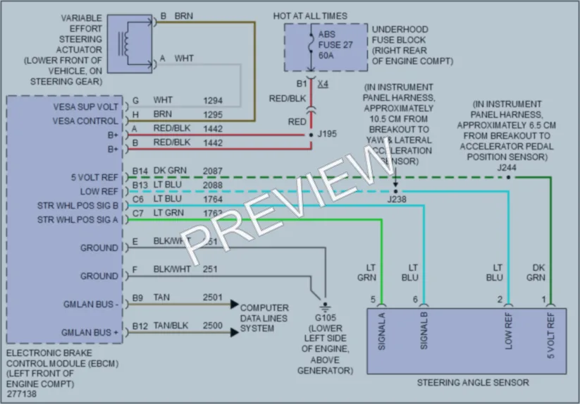 2008 Cadillac XLR Electronic Power Steering wiring diagram preview