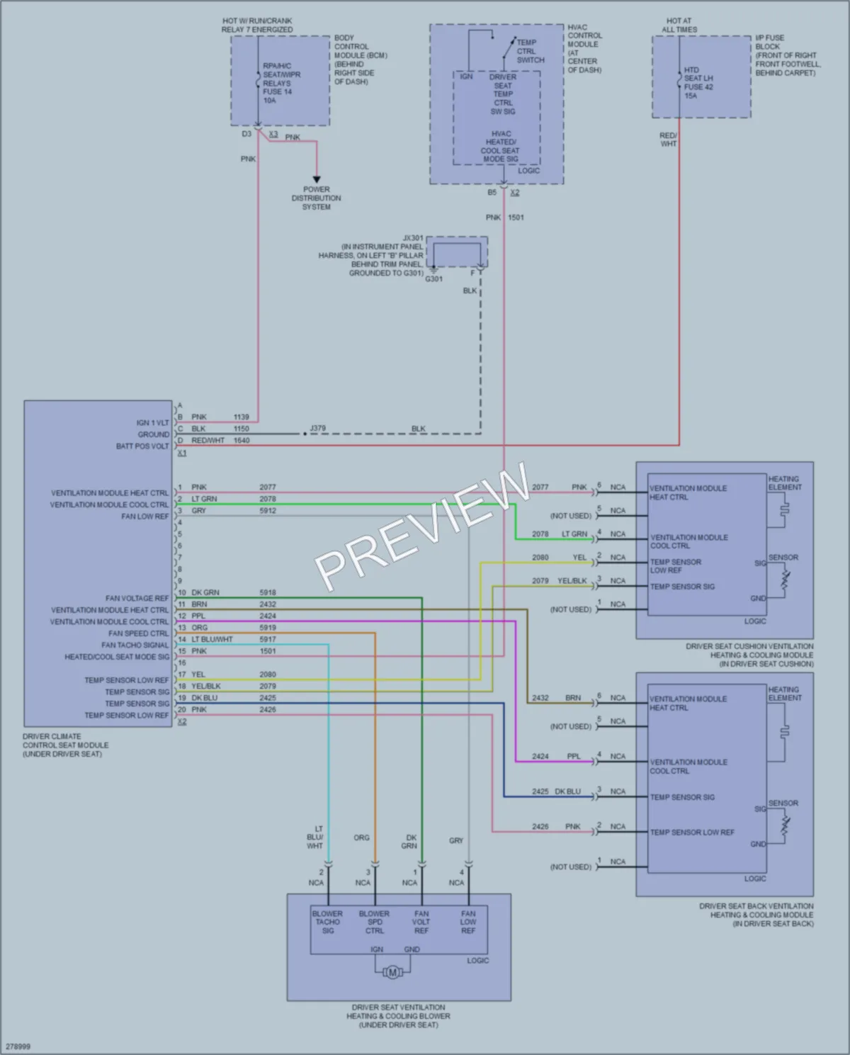 2008 Cadillac XLR Power Seats wiring diagram preview