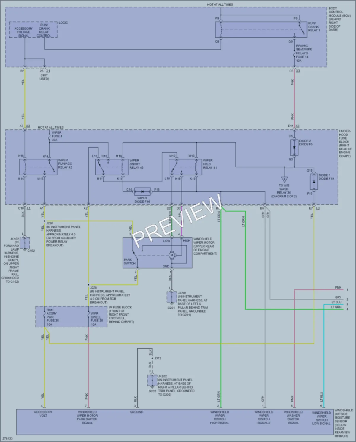 2008 Cadillac XLR Wiper Washer wiring diagram preview