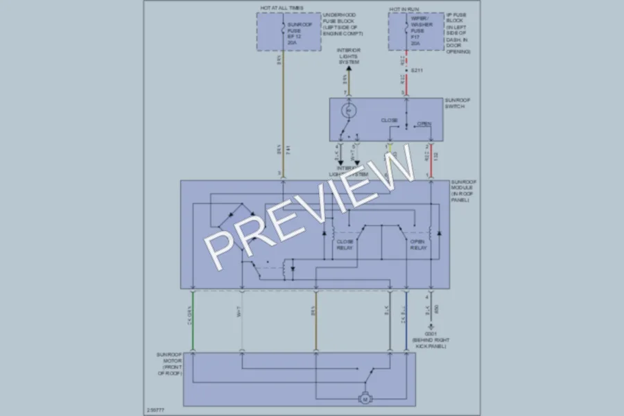 2008 Chevrolet Aveo5 Power Top Sunroof wiring diagram preview