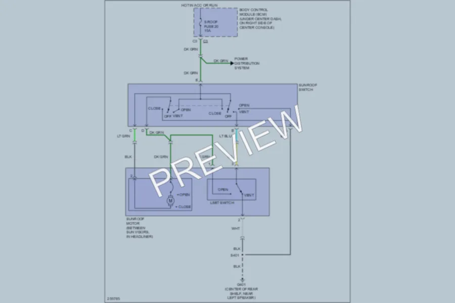 2008 Chevrolet Cobalt Power Top Sunroof wiring diagram preview