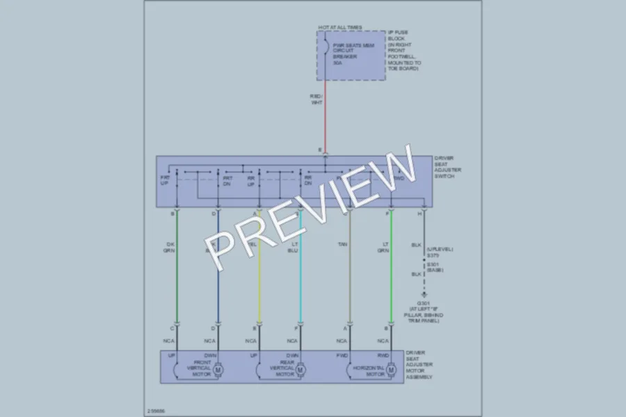 2008 Chevrolet Corvette Power Seats wiring diagram preview