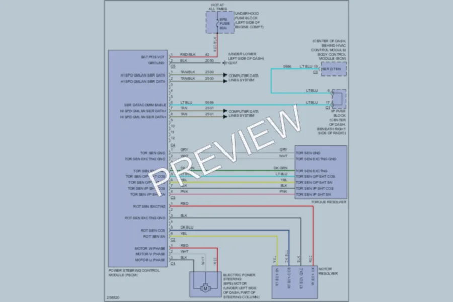 2008 Chevrolet Equinox Electronic Power Steering wiring diagram preview