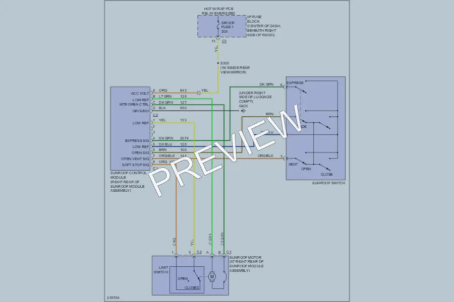 2008 Chevrolet Equinox Power Top Sunroof wiring diagram preview