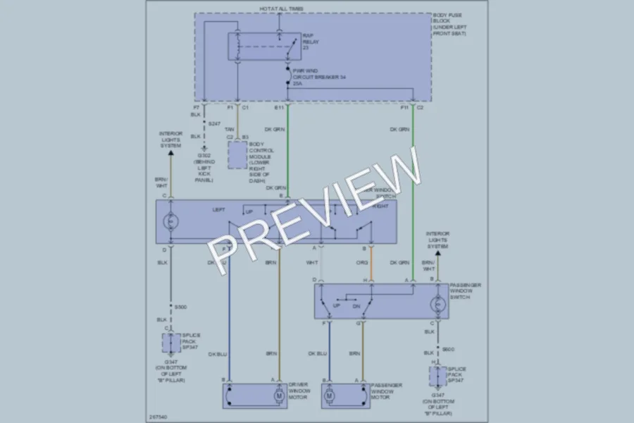 2008 Chevrolet G2500 Power Windows wiring diagram preview