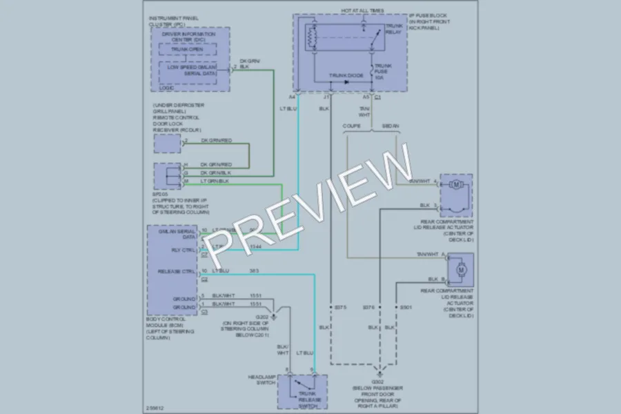 2008 Chevrolet Impala Trunk Tailgate Fuel Door wiring diagram preview