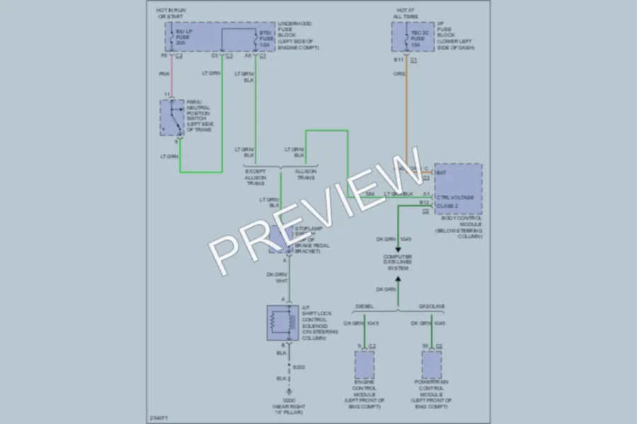 2008 Chevrolet 1500 Shift Interlock wiring diagram preview