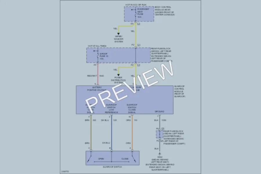 2008 Chevrolet Malibu Power Top Sunroof wiring diagram preview
