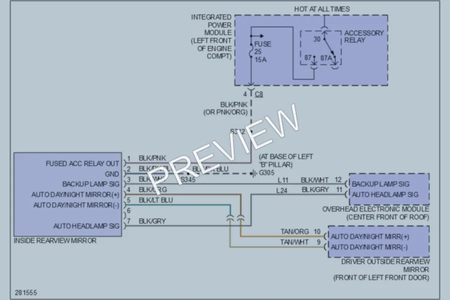 2008 Chrysler Pacifica Power Mirrors wiring diagram preview