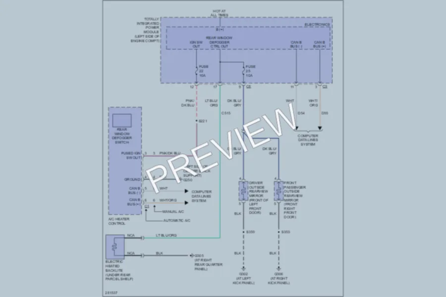 2008 Chrysler 2D Convertible Defoggers wiring diagram preview