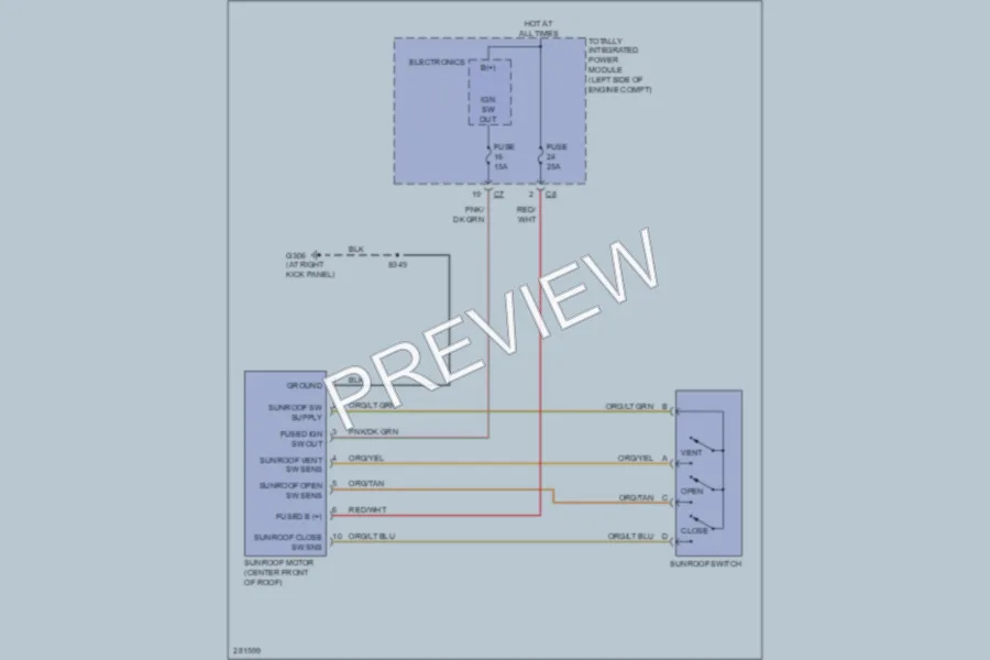 2008 Chrysler 4D Sedan Power Top Sunroof wiring diagram preview