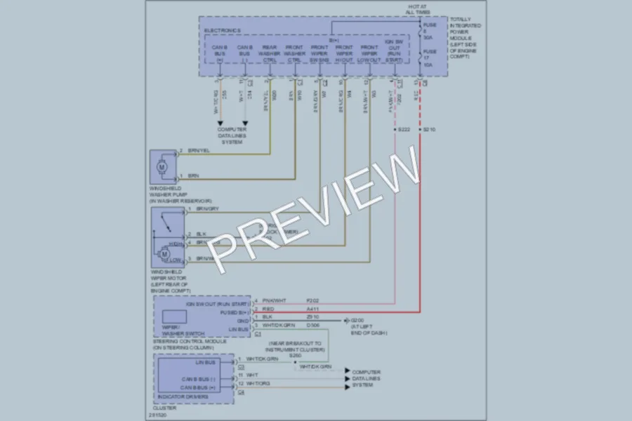 2008 Chrysler 4D Sedan Wiper Washer wiring diagram preview