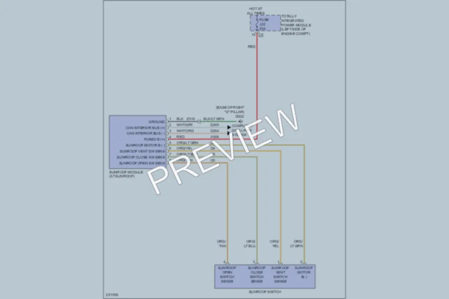 2008 Chrysler TownCountry Power Top Sunroof wiring diagram preview