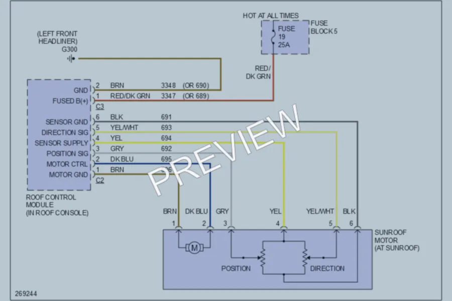 2008 Dodge 2500Sprinter Power Top Sunroof wiring diagram preview