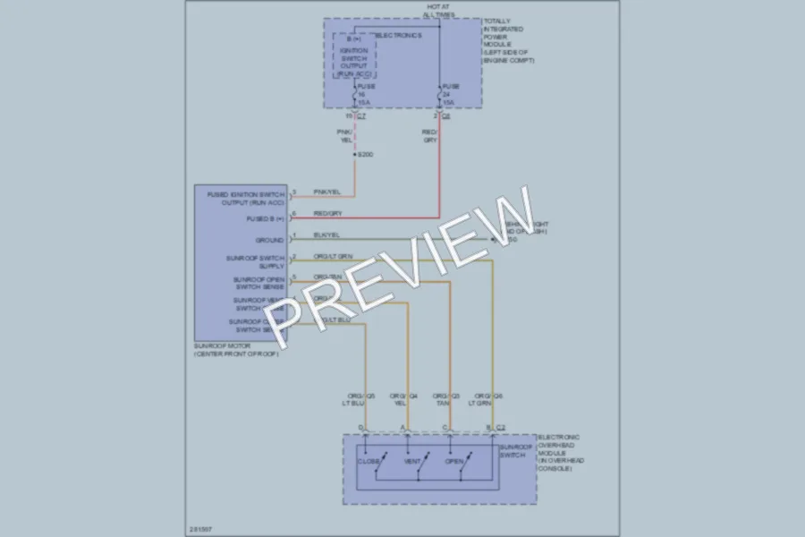 2008 Dodge Caliber Power Top Sunroof wiring diagram preview